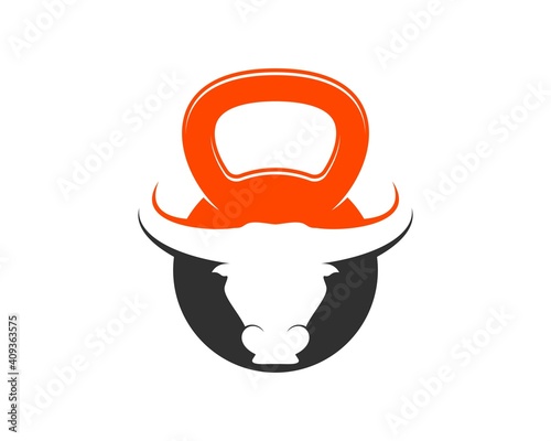 Simple gym kettle bell with head bull inside