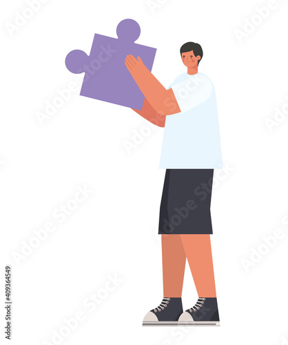 man with a purple puzzle piece