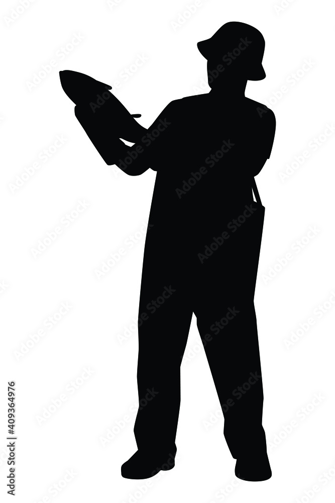 Fisherman with giant fish silhouette vector on white background Fisherman with giant fish silhouette vector on white background