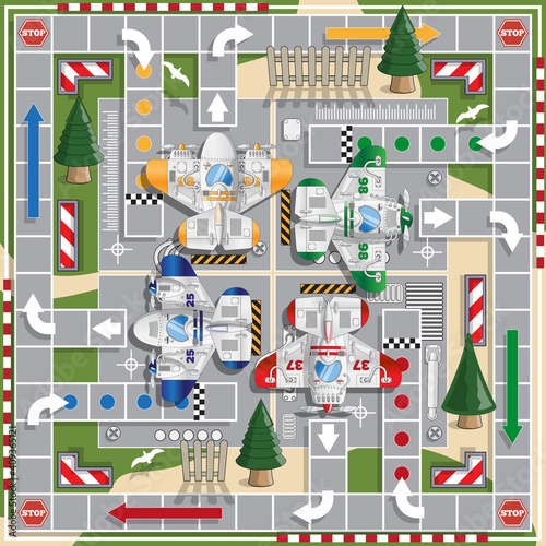 A board game on the airplanes theme. Vector illustration.