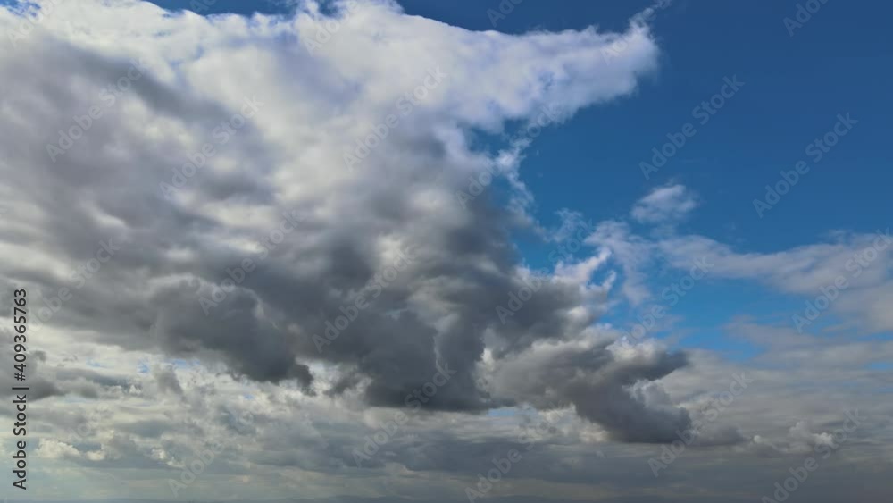 Amazing time lapse of good weather white fluffy clouds in the blue sky clearing day view of timelapse