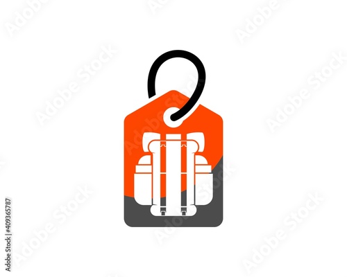 Shopping price tag with mountain bag inside