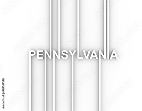 Image relative to USA travel. Pennsylvania state name in geometry style design. Creative vintage typography poster concept. 3D rendering