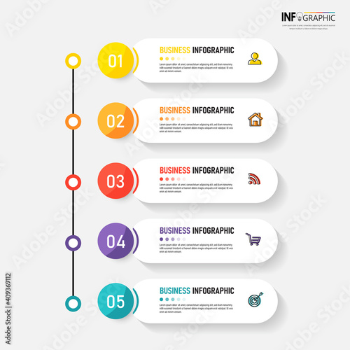 5 Steps Timeline Infographics design template.