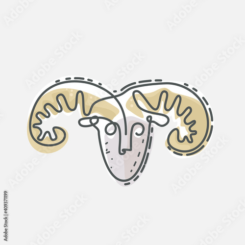 Aries zodiac sign. Vector illustration of the zodiacal constellations line drawing design.