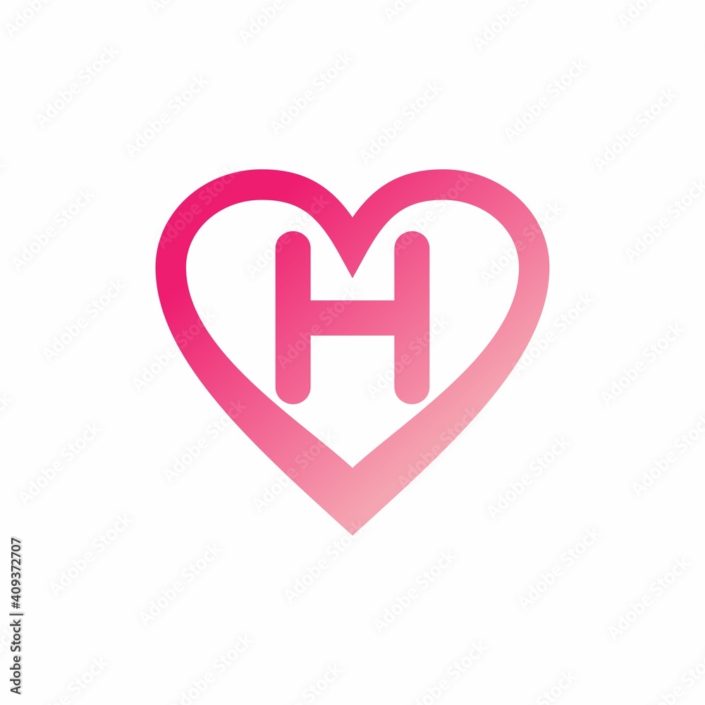 H letter in pink love sign logo Stock Vector | Adobe Stock