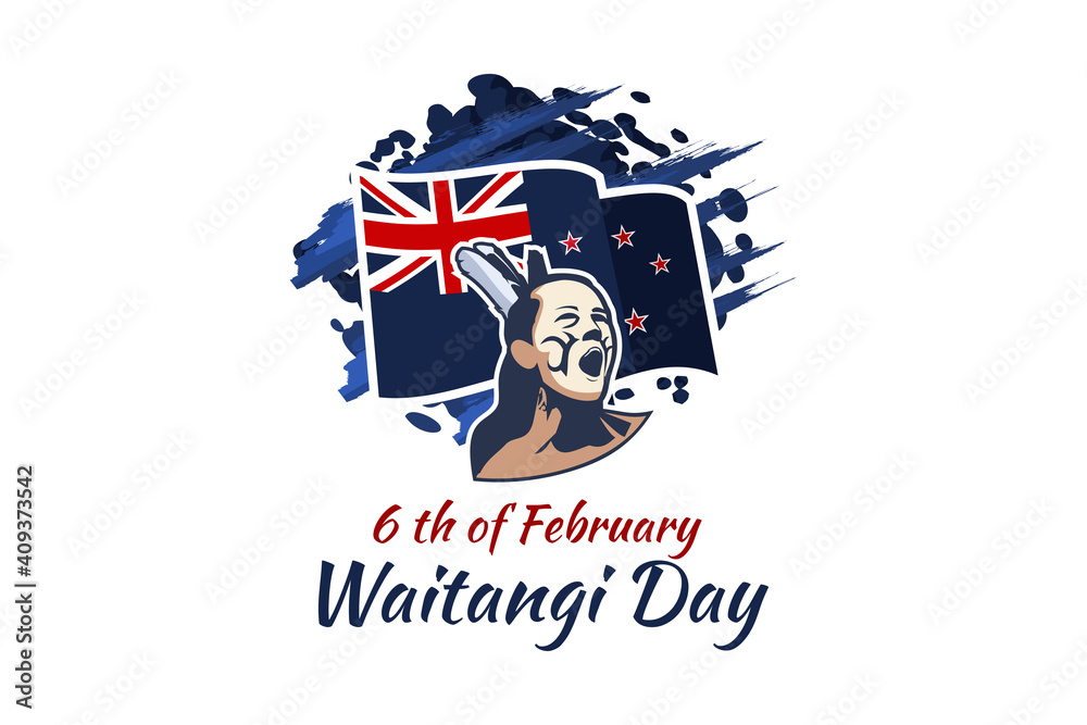 February 6, Happy Waitangi Day (New Zealand National Day) vector illustration. Suitable for greeting card, poster and banner.