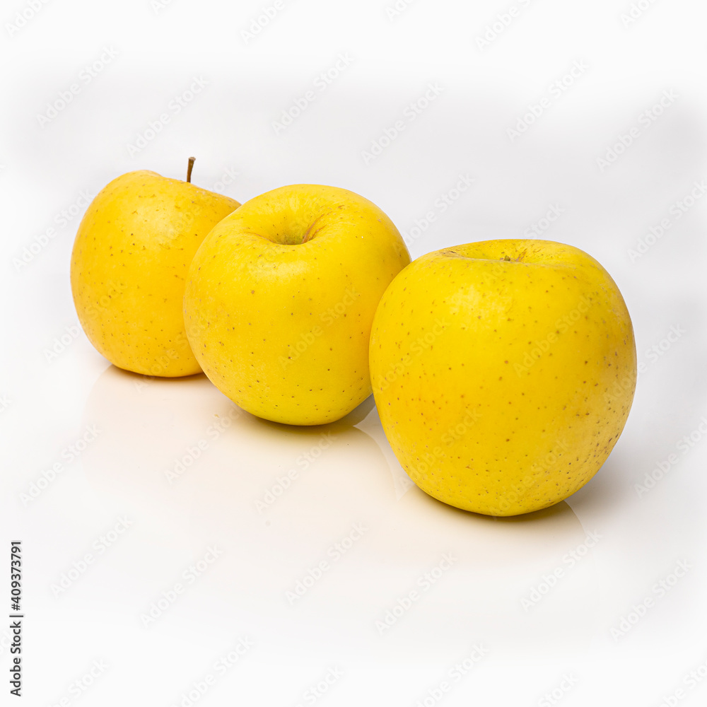 Yellow apples isolated on a white background