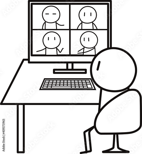 在宅でWeb会議をしている人たち性別なし