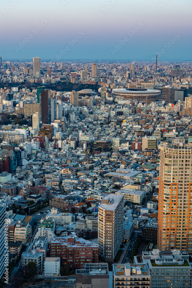 東京都渋谷区から見た東京の都市景観