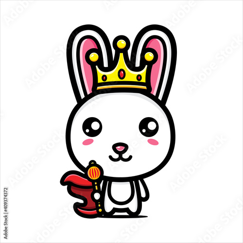 cute rabbit king character vector design
