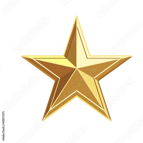 A five-pointed gold star. The star icon. Vector illustration.