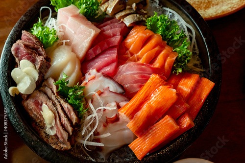 The fresh sashimi set, Japanese food 