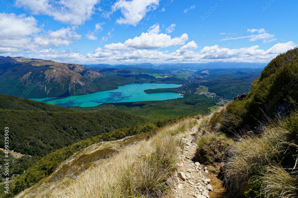 Aerial view of Lake Rotoiti in Nelson Lakes National Park