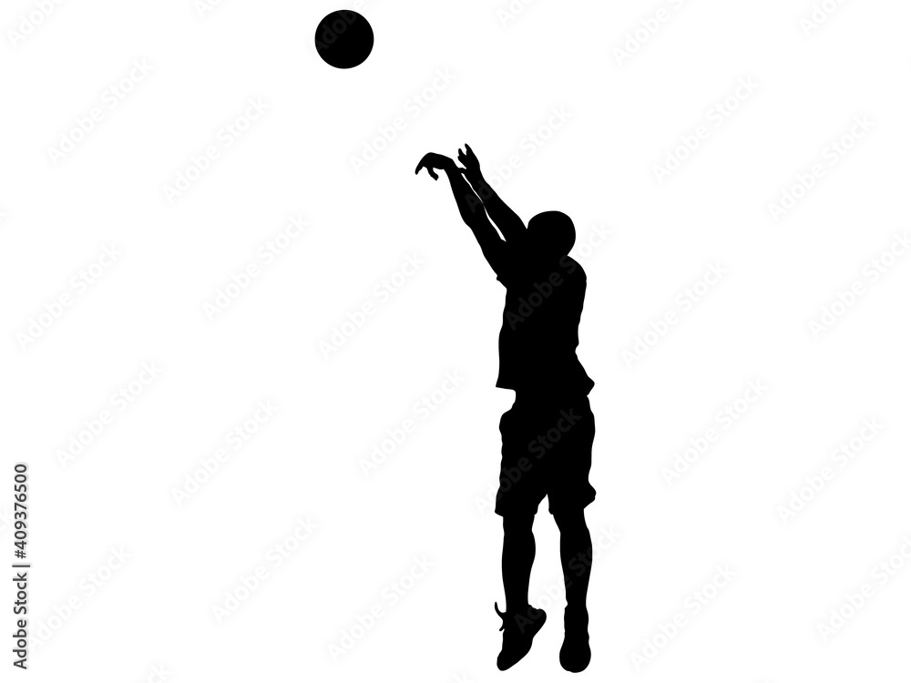 スリーポイントシュートを打つバスケットボール選手のシルエット 2 Stock Vector Adobe Stock