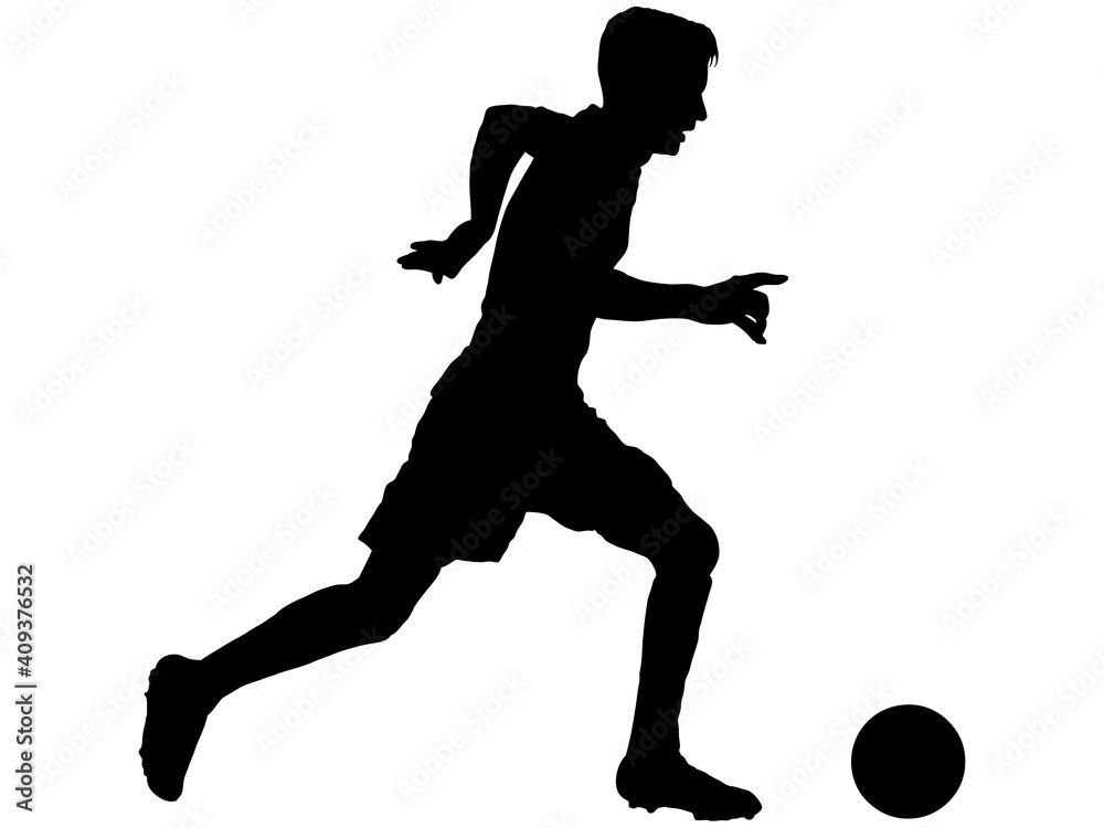 Obraz premium ドリブルをするサッカー選手のシルエット_3