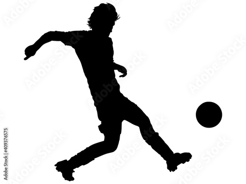 ボールをトラップするサッカー選手のシルエット