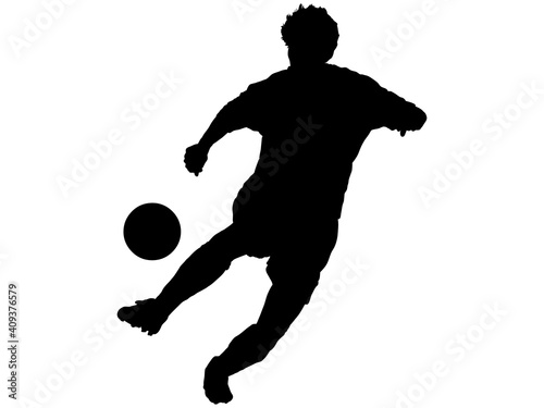 ールをトラップするサッカー選手のシルエット_2