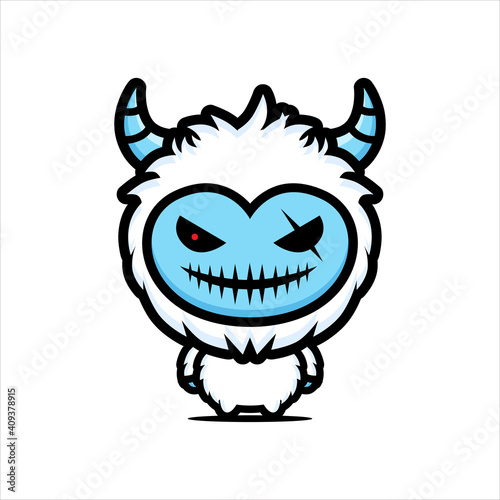 cute yeti with spooky face