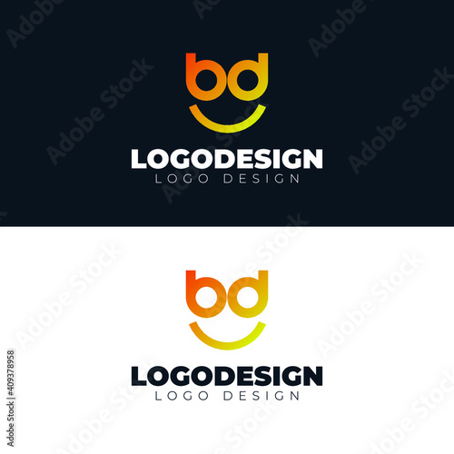 bd letter and smile logo design creative and minimal logotype vector template