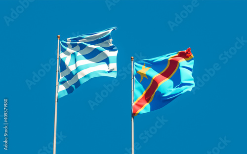 Flags of Greece and DR Congo.