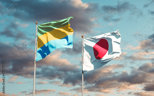 Flags of Gabon and Japan.