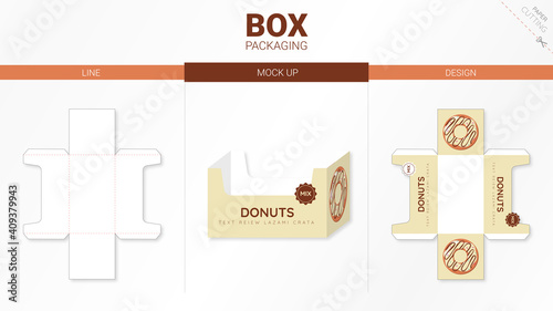 Box packaging and mockup die cut template