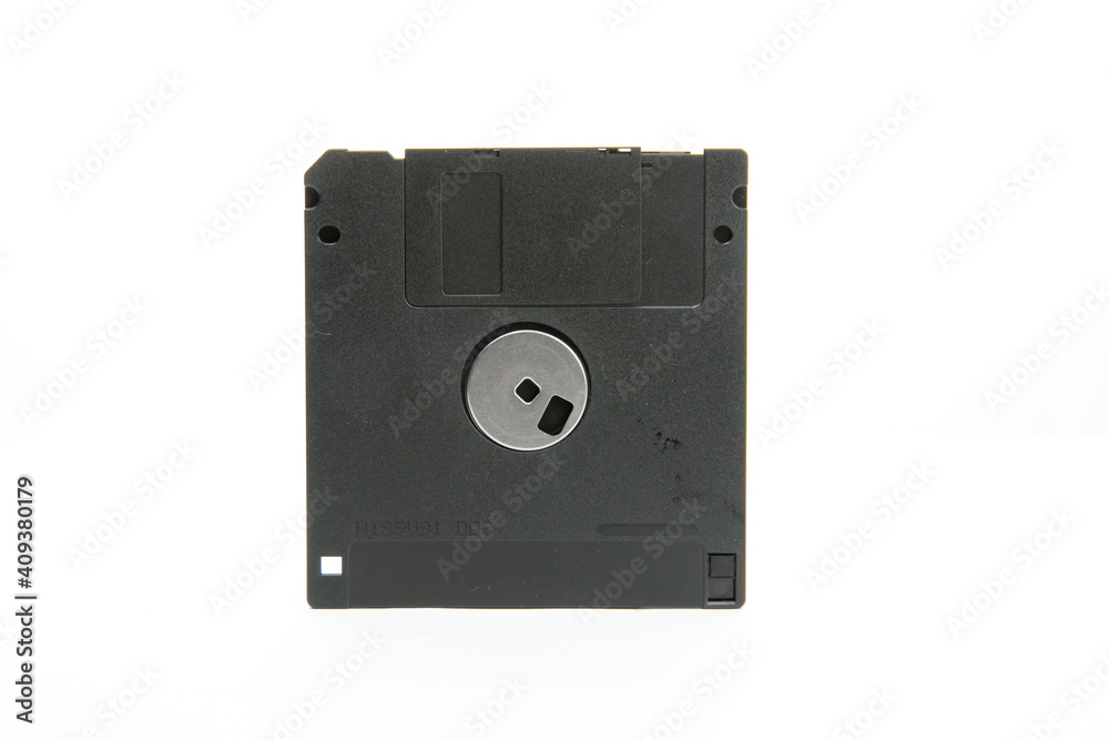Malaysia, January 2021: a black floppy disk isolated on white background Malaysia, January 2021: a black floppy disk isolated on white background