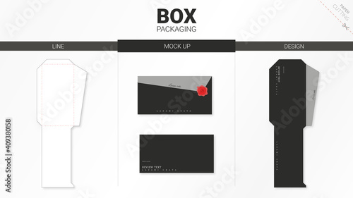 Box packaging and mockup die cut template