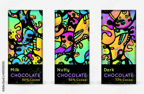 Chocolate Bar Packaging Set. Vector Template