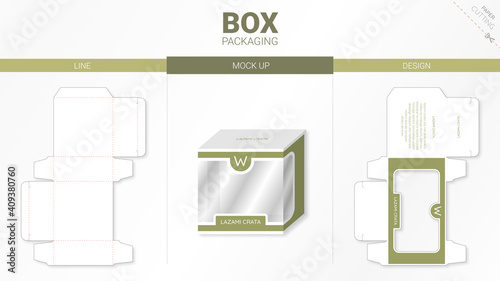 Box packaging and mockup die cut template