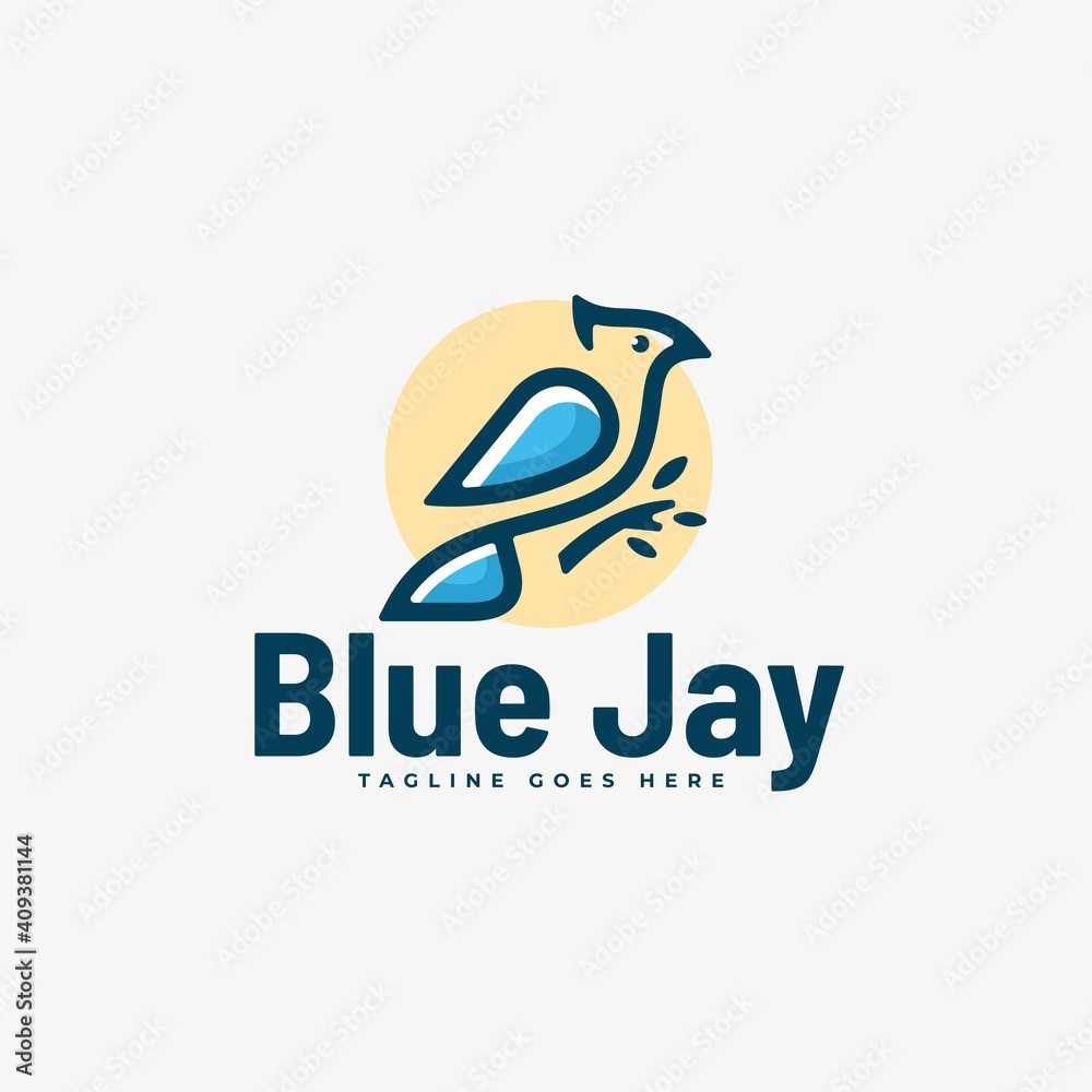 Vector Logo Illustration Blue Jay Simple Mascot Style. Vector Logo Illustration Blue Jay Simple Mascot Style.