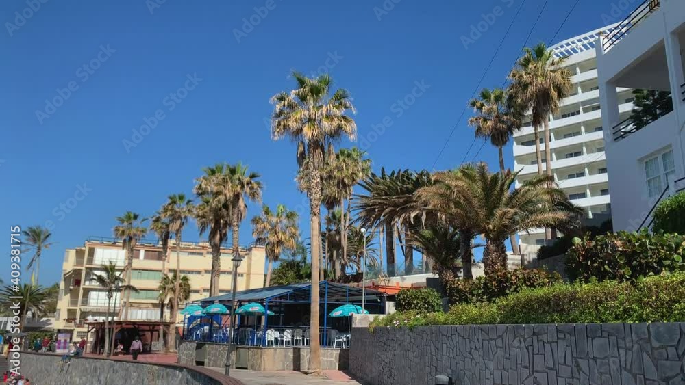 Empty streets of town in Spanish Island on Tenerife. Travel industry problems. Landscape of Punta del Hidalgo after Lockdown and Pandemic Empty streets of town in Spanish Island on Tenerife. Travel industry problems. Landscape of Punta del Hidalgo after Lockdown and Pandemic