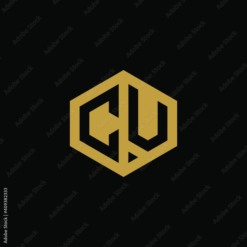 Initial letter CU hexagon logo design vector Initial letter CU hexagon logo design vector