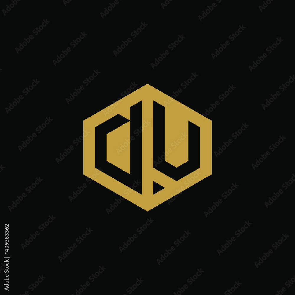 Initial letter DU hexagon logo design vector Initial letter DU hexagon logo design vector