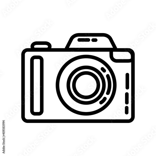 Camera flat line icon. Photo camera element vector stock isolated image on white background. Glyph pictogram for web, mobile, infographics
