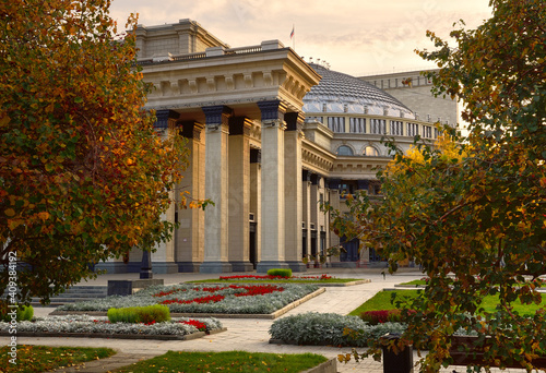 Opera and Ballet Theater. The largest theater building in Russia in autumn square