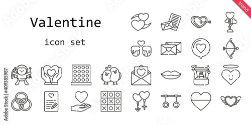 valentine icon set. line icon style. valentine related icons such as cupid, love, lips, couple, rings, ring, love birds, tic tac toe, love letter, heart,