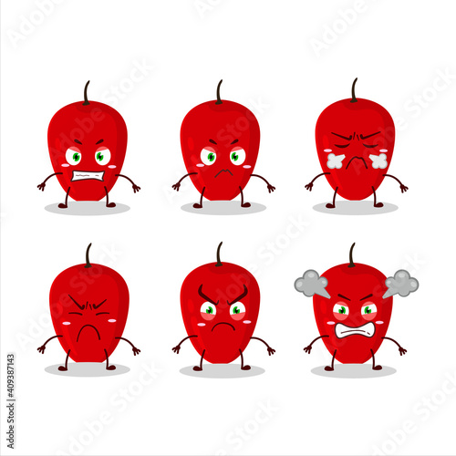 Tamarillo cartoon character with various angry expressions