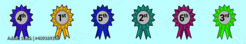 set of cockade with ribbon cartoon icon design template with various models. vector illustration isolated on blue background