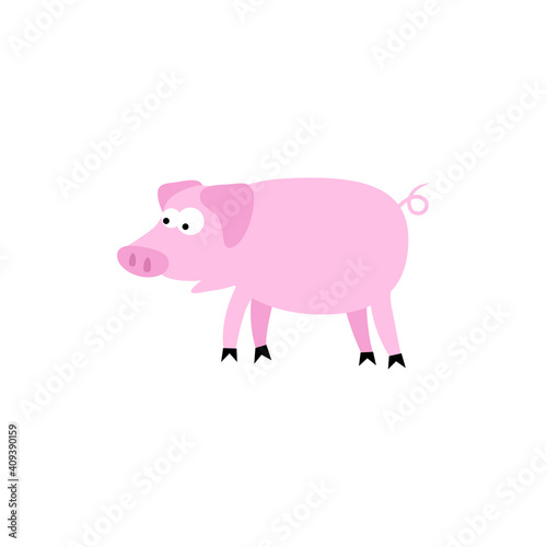 cartoon pig in flat style. isolated 2d vector