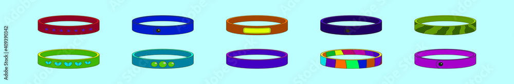 set of wristband cartoon icon design template with various models. vector illustration isolated on blue background set of wristband cartoon icon design template with various models. vector illustration isolated on blue background