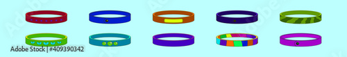 set of wristband cartoon icon design template with various models. vector illustration isolated on blue background