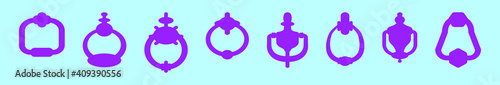 set of door knocker cartoon design template with various models. vector illustration isolated on blue background