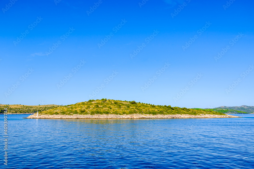 Croatian island in the sea, Croatia, landscape. Vacation and travel concept. Croatian island in the sea, Croatia, landscape. Vacation and travel concept.