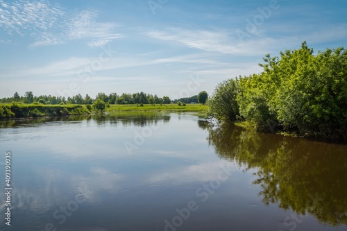 Rural river and blue sky
