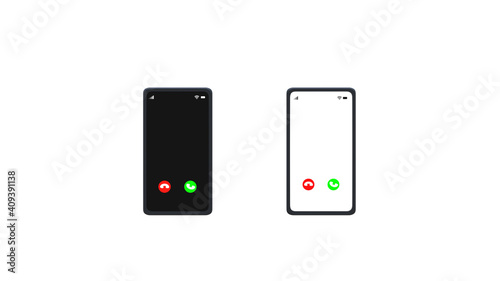 Mobile phone black edge with white blank screen and incoming call signal empty for copy space 3D rendering