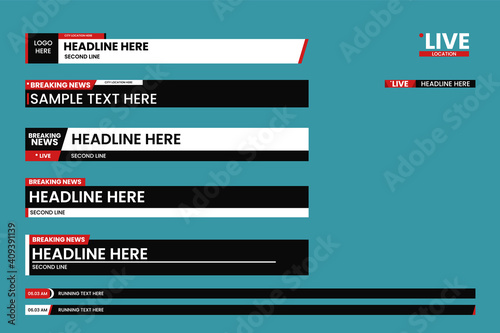 Lower third news vector set for broadcasting and media online photo