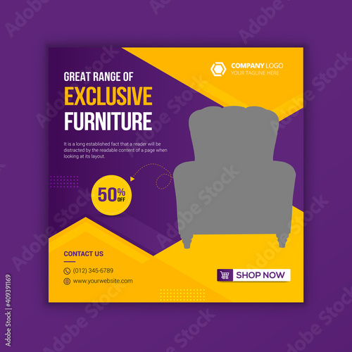 Social medial furniture post banner and Instagram post banner template