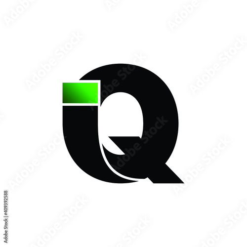 Letter IQ simple logo design vector